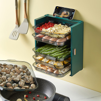 Net red side dish dish preparation plate folding multi-layer household kitchen wall multi-function artifact transparent hot pot shelf