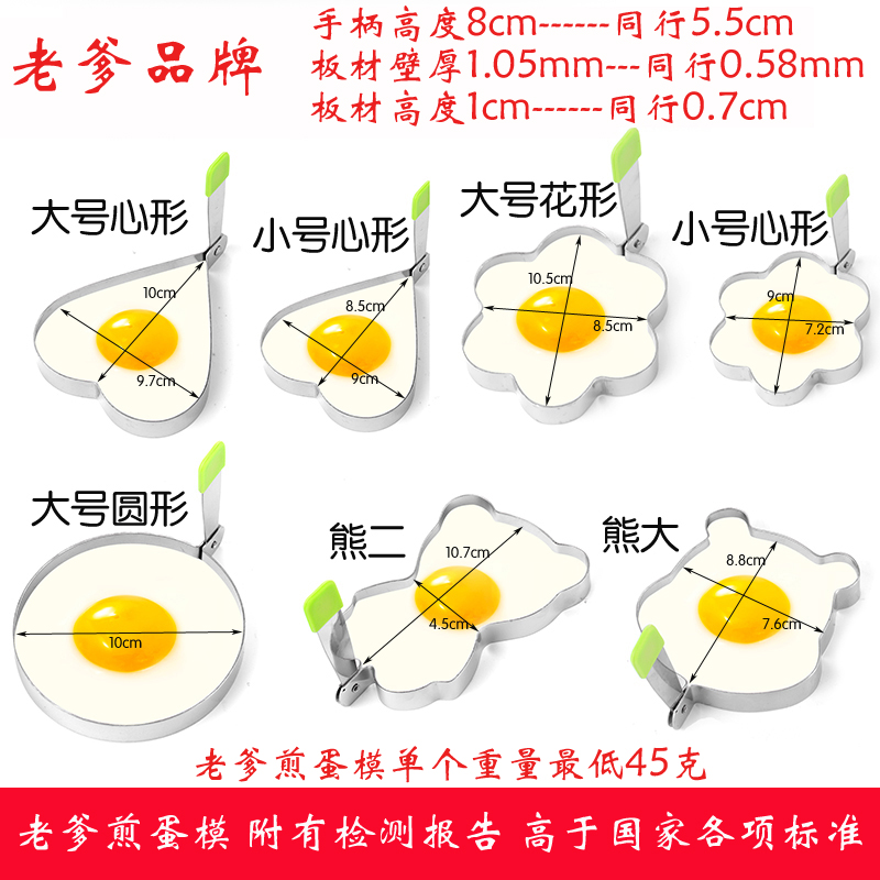 老爹 加厚不锈钢煎蛋模具 创意早餐厨房煎蛋圈 荷包蛋煎蛋器模型产品展示图2