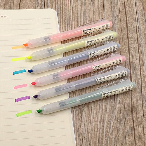 正品包邮点石文具良品风格时尚清新透明按动荧光笔学生记号笔805