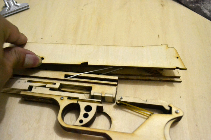 皮筋枪 反吹皮筋枪 8连发皮筋枪第十款 m1911 拼装模型 木质模型