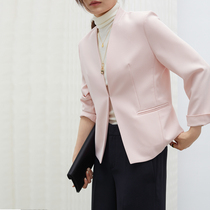 A little gentle and a little Sa high content acetic acid workplace commuter jacket collarless slit nine-split sleeve small suit