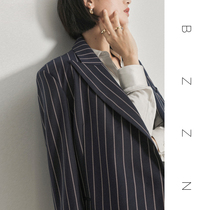 Gas field too A wise fine spinning wool ED asymmetrical copper buckle strap design Fashion striped suit jacket