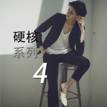 Hard core ④ Italian worsted wool collarless fine cut Buckless business suit womens eight-point sleeve commuter jacket