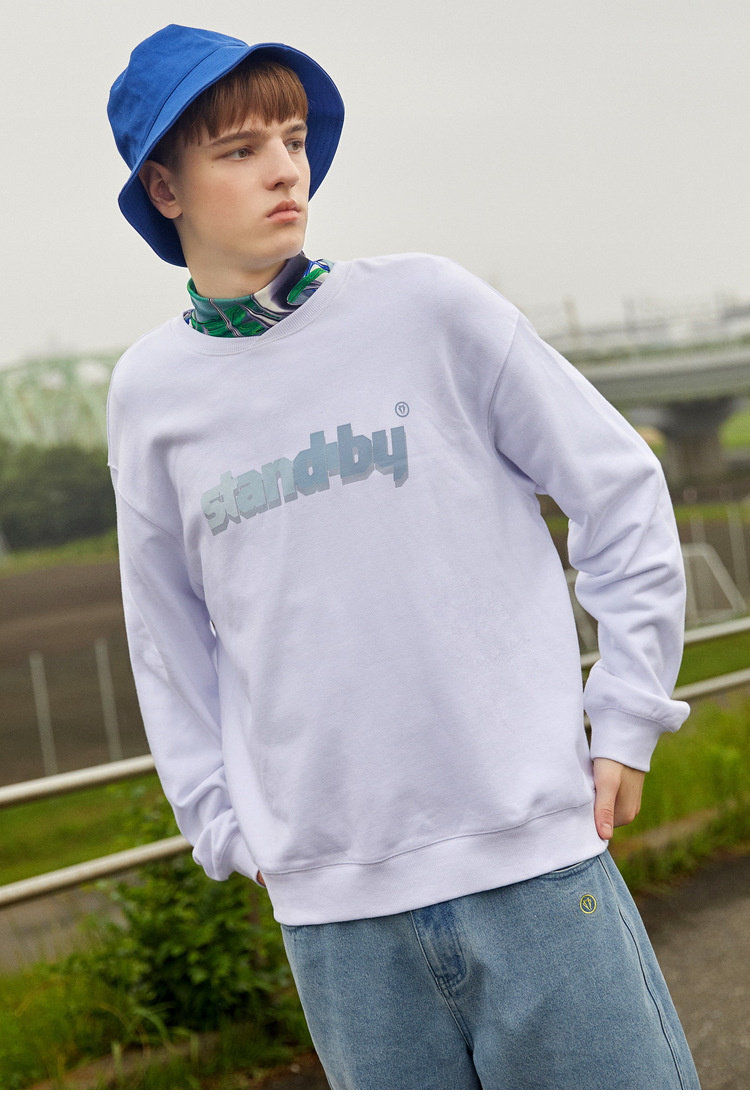 stand by 潮牌卫衣情侣装毛圈简约休闲印花圆领卫衣