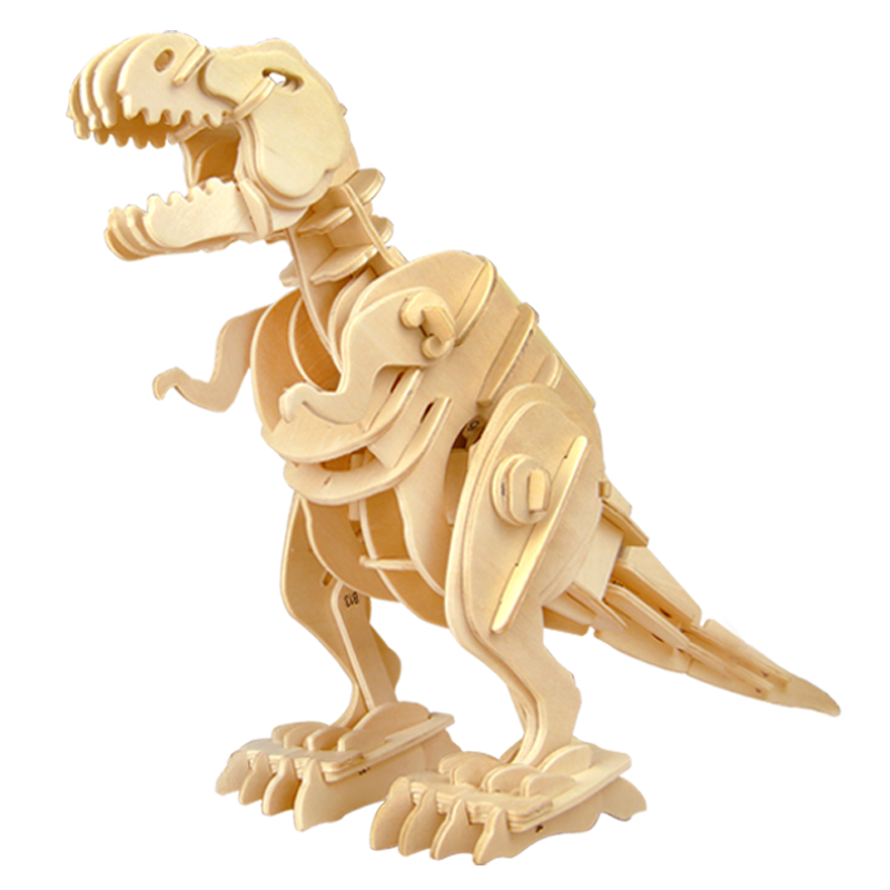 【若态旗舰店】3d木质拼装玩具恐龙 带声控功能