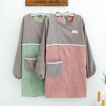 Autumn and winter long sleeve apron corduroy coat adult home kitchen lady coat fashion work clothes cute top