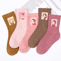 Girls socks cotton autumn and winter children female cartoon middle tube girl baby middle child spring and autumn cotton Princess socks