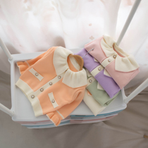 Spring and Autumn New Korean Children's Sweater Girls Children's Lapel Cardigan Jacket Baby Girl Knitted Shirt Jacket