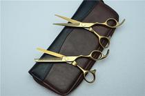 Custom LOGO haircut scissors Golden flat scissors Liu Hai scissors thin cutting tools hairdressing set 5 5 6 0