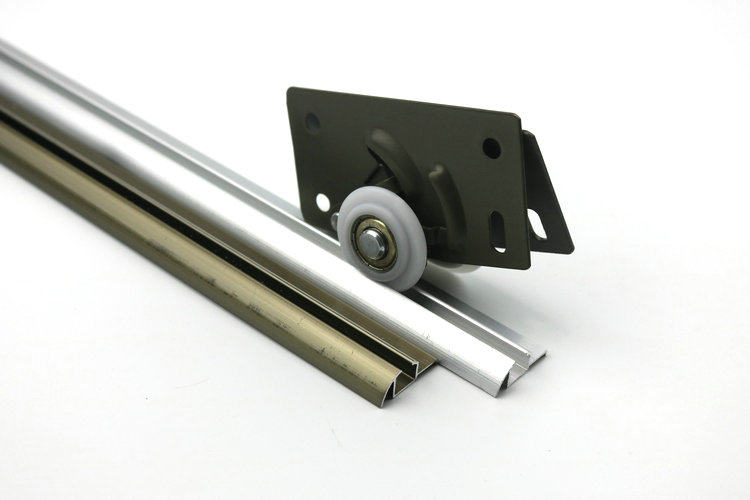 包邮加厚单门免开槽衣柜门轨道移门推拉轮滑槽趟门轮导轨滑槽滑轨