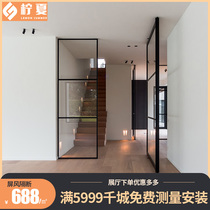 Yingxia titanium magnesium aluminum very narrow frame sliding door Black thin frame glass partition screen corner partition living room nordic
