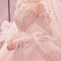 Super fairy bride barbust forest Dream Master wedding dress 2021 new luxury tailing thin princess style simple atmosphere