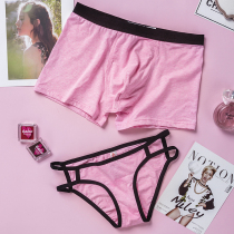 Pure cotton cute couple underwear sexy temptation hot underwear set cotton mens boxer womens breifs