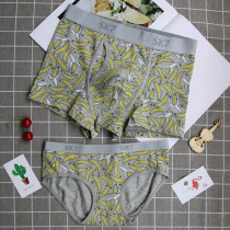 Couple underwear cotton crotch 100% cotton personality cartoon cute men and women underwear set personality creative waist Sao