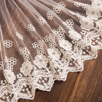 32cm Wide White Mesh Yarn Embroidery Fabric Clothing Downswing Decoration Diy Curtain Side Home Cloth Art Lace Accessories