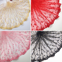 Lace edge black and white color mesh embroidery dress skirt Lace accessories Handmade diy sofa curtain fabric