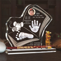 Newborn baby hand print foot print Fetal hair souvenir Crystal baby full moon Hand print fetal hair custom erudite