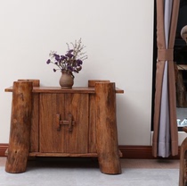 Log creative sideboard solid wood tea cabinet pastoral balcony locker fish tank living room sofa TV side cabinet