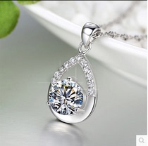 Han Edition 925 Pure Silver Necklace Crystal Pendant Fashion Lock Bone Chain Silver Jewelry accessories Birthday Gifts