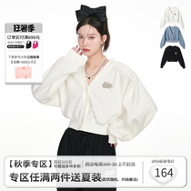 ANDYET AD1 22SS metal LOGO Decorative Short Stitch Weaselwear Jacket Spring Pure Color Cardigans Jacket