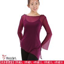 Danshi ge gauze clothes new thin dance clothes practice clothes outer shirt long-sleeved elastic mesh flared sleeve top