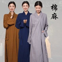 Monk clothing cotton linen coat blue gray gown gown spring and autumn summer Buddhist men and women monk monk clothes