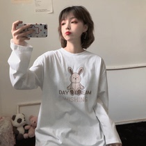 Spring loaded Korean version 2022 new loose BF wind lovers long sleeves T-shirt womens port taste students white blouses