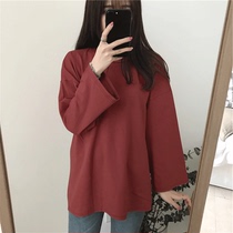 European products big version of long-sleeved T-shirt women early autumn ins Joker Korean students loose Hong Kong taste lazy wind chic coat tide