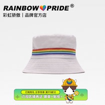 RainbowPride Rainbow Striped Han Elementary Fresh Student Hat Men and women Summer Rainbow Stripes Double-face fisherman