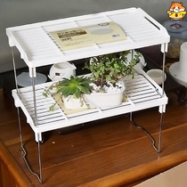 Foldable desktop storage rack layered small rack kitchen sundries finishing floor storage rack wardrobe compartment rack