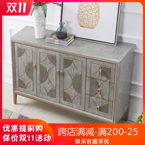 American country solid wood porch Cabinet sideboard entrance shoe cabinet modern light luxury living room multifunctional storage storage