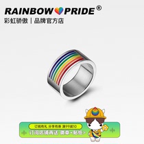 RainbowPride rainbow can turn stainless steel drip rubber ring LGBT Pride Lovers for the Ring Men and Men