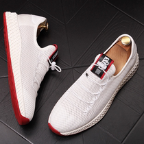 Summer mesh breathable fashion White shoes mens trendy shoes personality lazy shoes Korean version of versatile mens casual sneakers