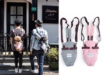 Japan Pink Striped Dog Cage New Buleport Dogs Chest Front Portable Pair Shoulder Backpack Pet Bags Out