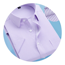 Lan Ben summer shirt mens short-sleeved slim-fit youth business stripes thin casual shirt for work Professional work