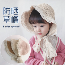 Summer female baby fisherman hat childrens straw hat Korean baby sun hat sunscreen hat beach lace girl hat