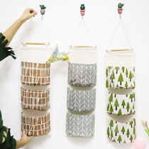 Cotton linen waterproof containing hanging bag suspended multilayer hanging pocket cloth art door rear wall dormitory debris storage bag cashier bag