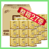 Log pure gold 4 Layer 200g Full box 27 roll paper home toilet paper with core roll paper toilet paper