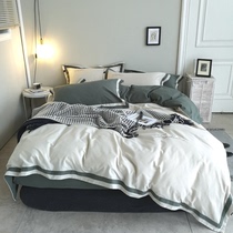 Autumn and winter light luxury 100 horse cotton cotton wool four-piece set of simple Nordic cotton bedding quilt cover