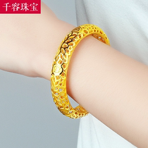 3D hardgold gold gold - footed six words bracelet hollow bracelet married gold bracelet heart to hand the gift of the girl