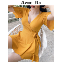 Swimsuit Women summer 2021 New Conservative belly thin Korean ins Wind short sleeve skirt one-piece swimsuit