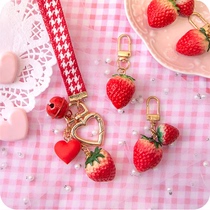 Cute Teenage Girl Hearts Strawberry Control Small Fresh Key Buttons Airpods Hang Chain Bag Bag Creative Little Pendants Hanging Accessories