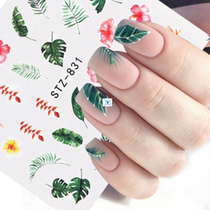 1Pcs Water Nail Decal and Sticker Flower Leaf Tree Green