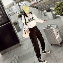 Fashion sports suit womens 2020 autumn and winter new European station net red sweater closed pants street style two-piece set