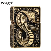 zorro Zorro kerosene lighter Armor embossed snake heavy feel Retro windproof grinding wheel lighter