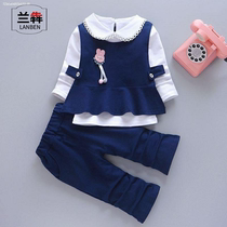 Lan Ben female baby autumn suit Long sleeve suit Little girl spring and autumn clothes Tide girl suit one-year-old