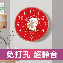 Personality Living Room Bedroom Home Fashion Muted Minima Clock Decoration Wall Free to punch hanging clock clock quartz clock