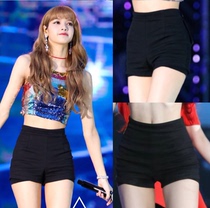 lisa star with the same Korean dance safety pants high waist and black a wearing summer bottom shorts