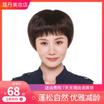 Wig female short hair full headgear real hair middle-aged and elderly short straight hairstyle bald head chemotherapy can wear mothers natural style