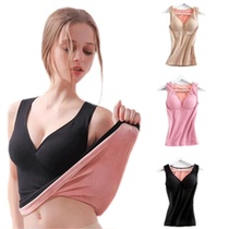 Plus velvet vest womens winter warm belt bra cotton yoga clothes with chest pad one-piece inner clothes womens bottom underwear